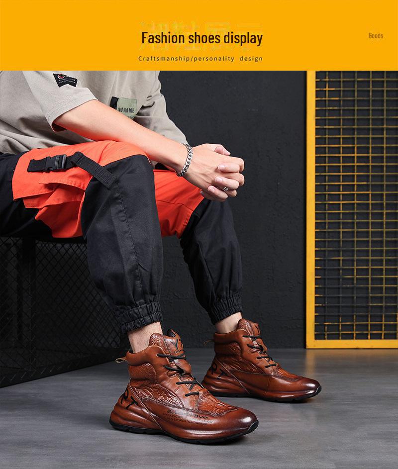 2021 European Autumn/Winter Trendy Men's Cowhide Platform Dad Shoes