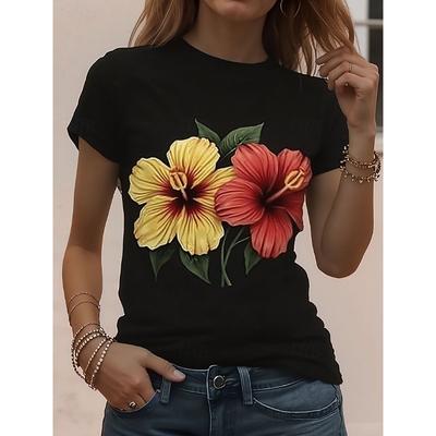 Women's T Shirt Print Graphic Animal Classic Short Sleeve Crew Neck Round Neck Regular Tops
