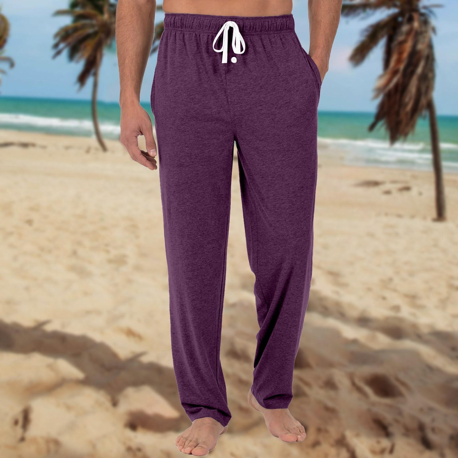 

Мужские трикотажные модные повседневные брюки с напечатанным карманом, пижамные брюки XL фиолетовый