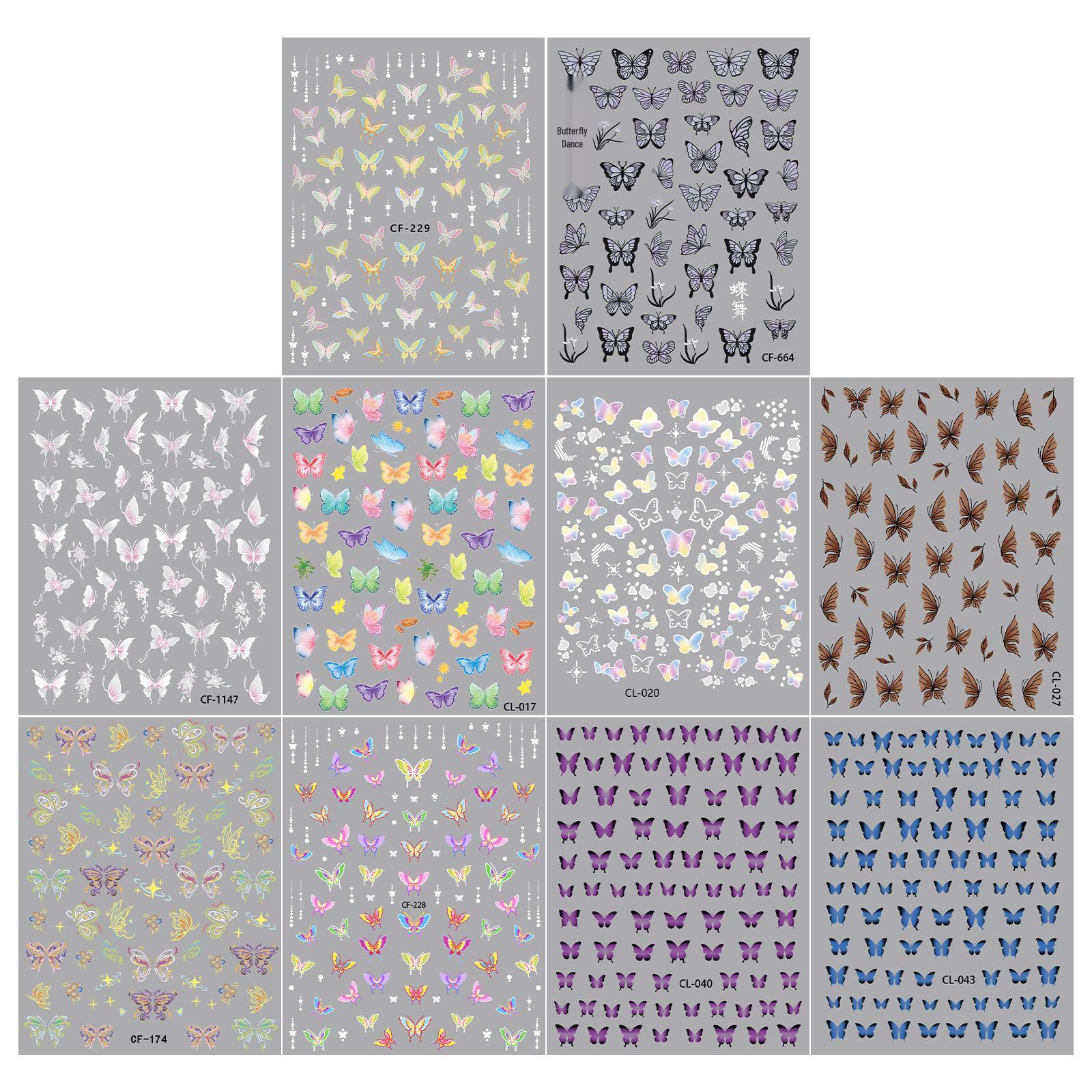 Cyansea 10-Piece Butterfly Shell Nail Art Stickers - DIY Decorative Set MT-6153