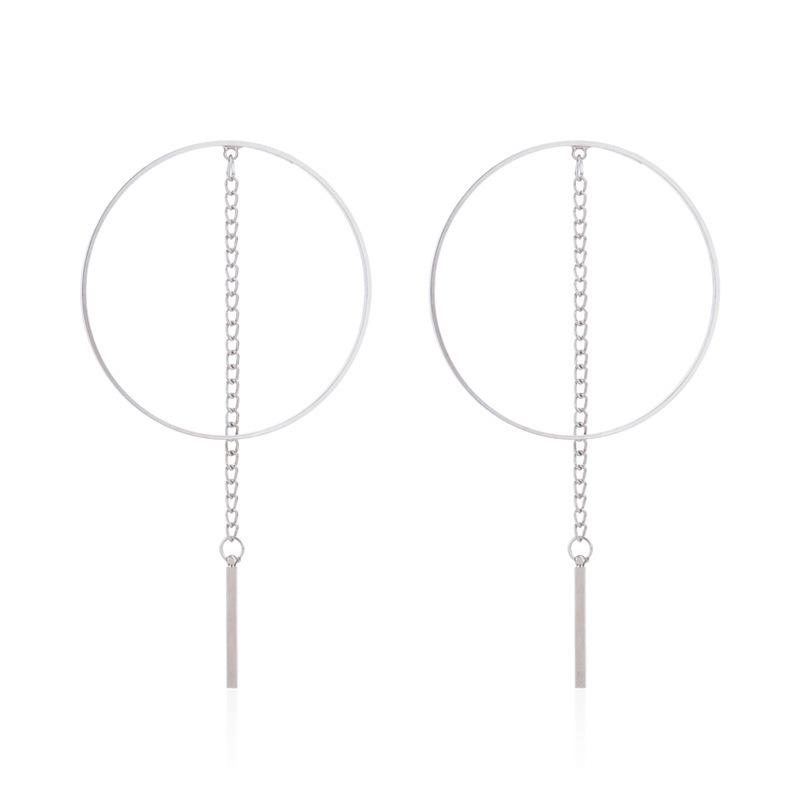 

Tassel Alloy Minimalist Earrings For Women Fashionable European American Style серебряный