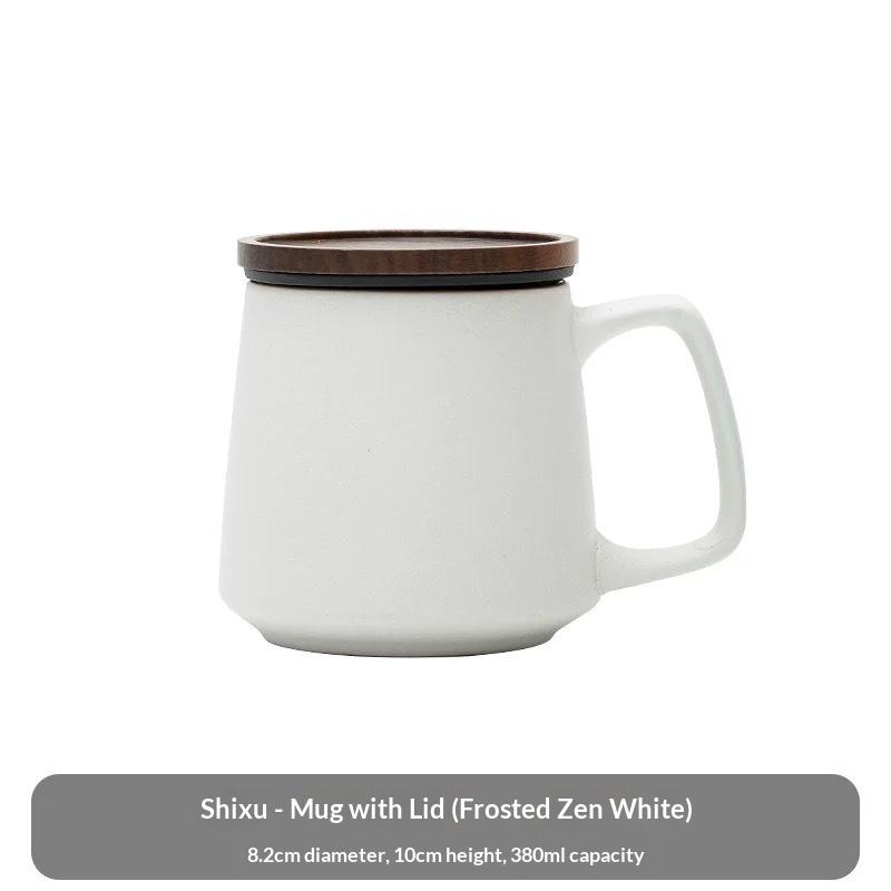 Ceramic Water Cup Teacup Office Cup with Lid Coarse Pottery Mug High-end Teacup Tea Water Filter Cup 200-400ml