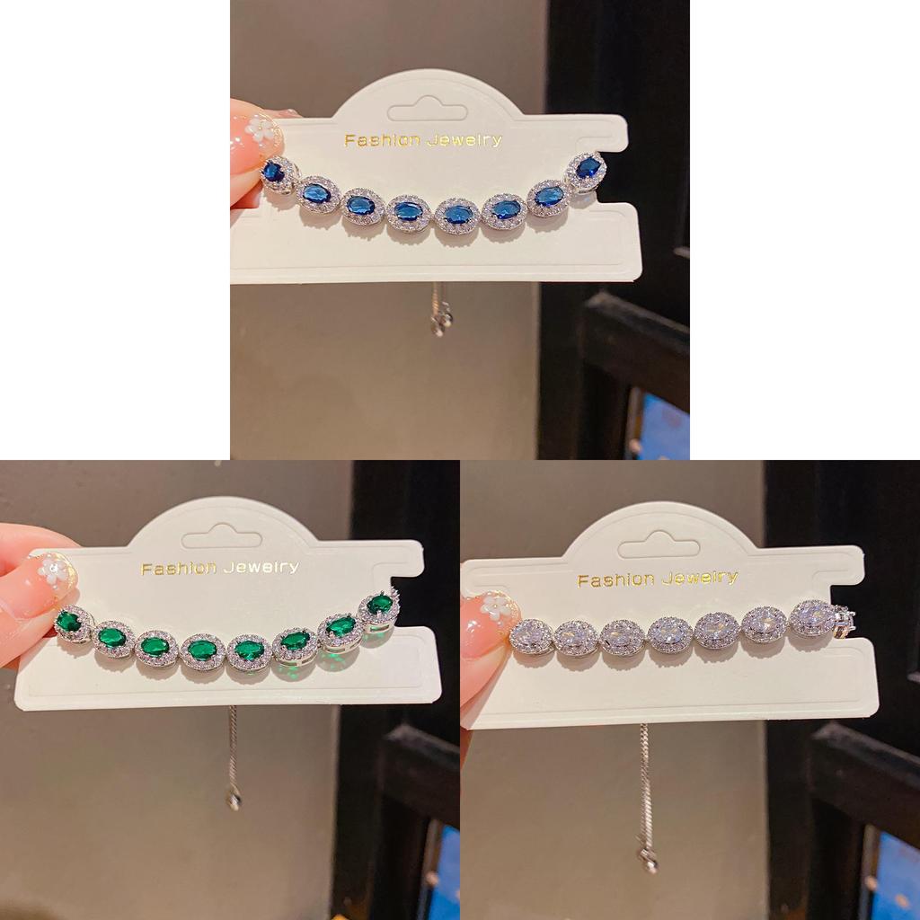 Geometric Oval Zircon Pendant Bracelet For Women Fashion Jewelry Gift For Office