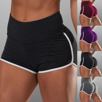 Mode Damen Yoga Shorts Einfarbig Enganliegend Hüftbetont Unterhose Gym Workout Elastische Sportshorts