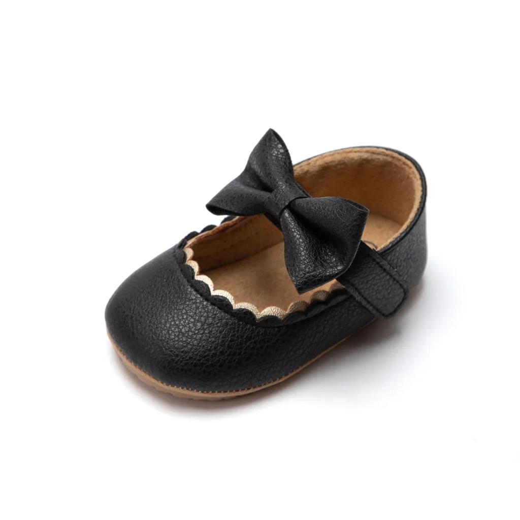 Baby Freizeitschuhe Kleinkind Schleife Rutschfeste Gummi Weiche Sohle Flach PU Kleinkindschuhe Babyschuhe Schleife Prinzessin Schuhe