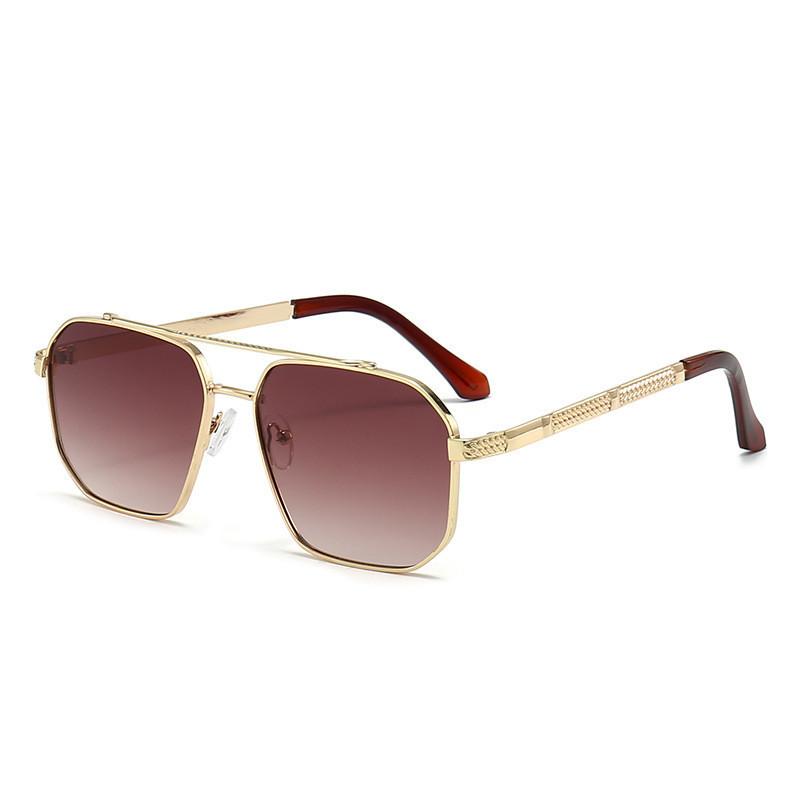 New Men's Sunglasses European And American Popular Metal Double Beam Stylish Oversized Shades Driving Sun Glasses Women