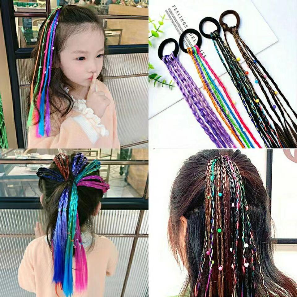 Buntes Perücken-Haargummi für Mädchen: Prinzessinnen-Zopf Gummiband, Niedliches Modisches Pferdeschwanz-Accessoire