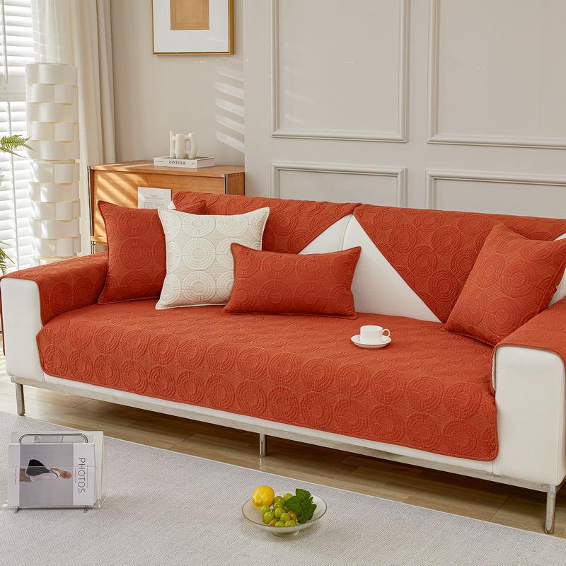 Solid Color Cotton Sofa Cushion, Universal Cover Cloth Towel For All Seasons, Simple Modern Sofa Cover  New Non-Slip Seat Cushion