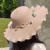 WTEMPO Solid Color Women Spring Summer Wide Brim Flowers Bow Sun Hats Outdoor Breathable Foldable Beach Sunscreen Hats