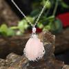 1pc Fashion Sweater Chain Teardrop-shaped Natural Stone Rose Necklace Ladies Pendant Jewelry Gifts