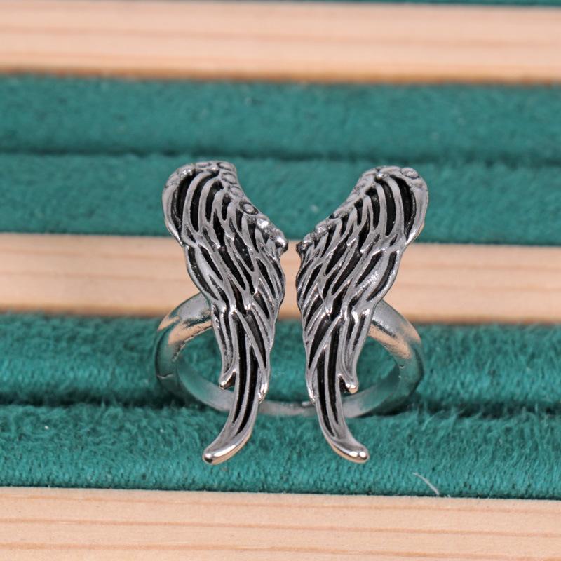 New Angel Wings Feather Wings Retro Open Jewelry Ring