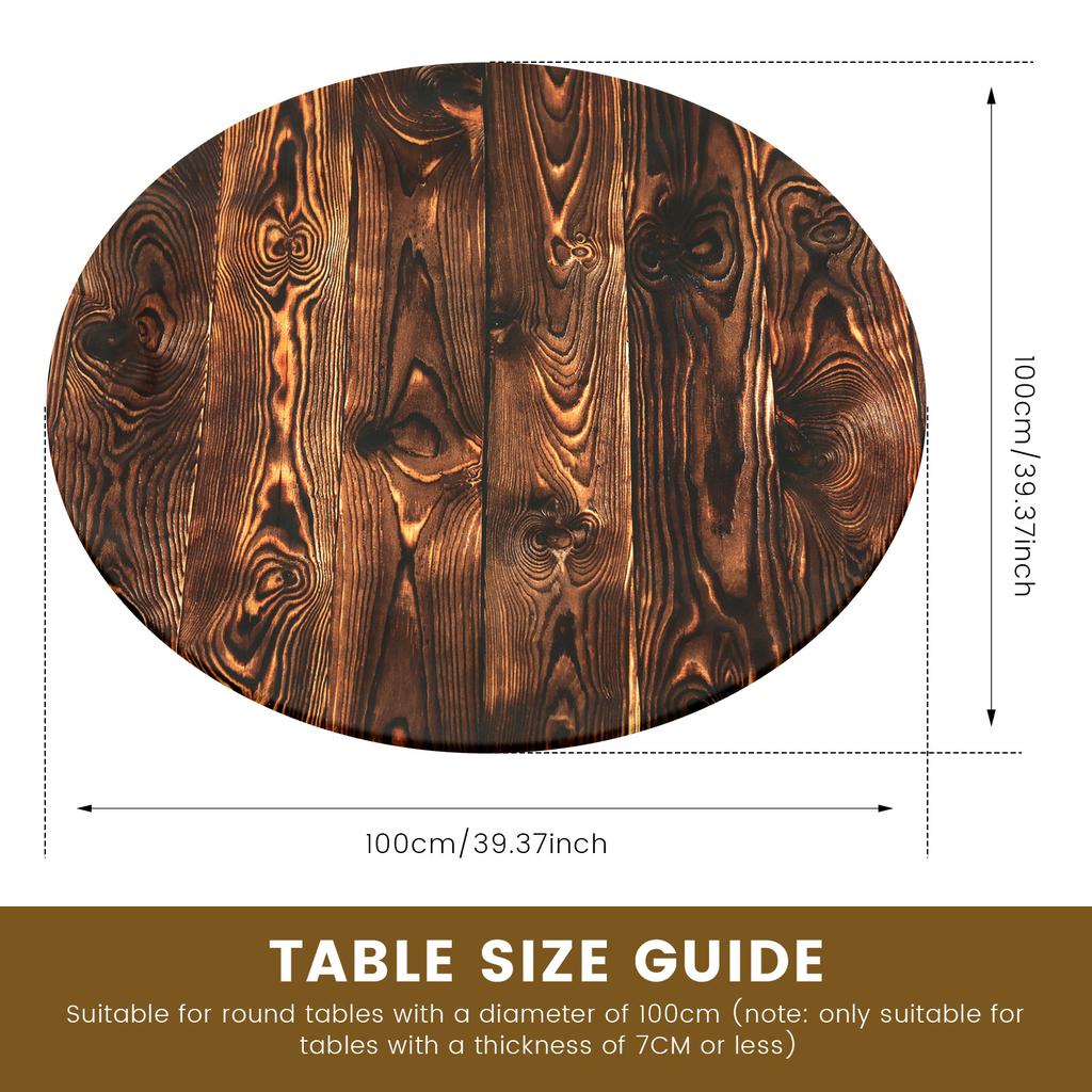 Elastic Round Table Cloth Polyester Waterproof Dining Table Cloth Oil-Proof Kitchen Circle Table Cover for Decor Diameter 100cm