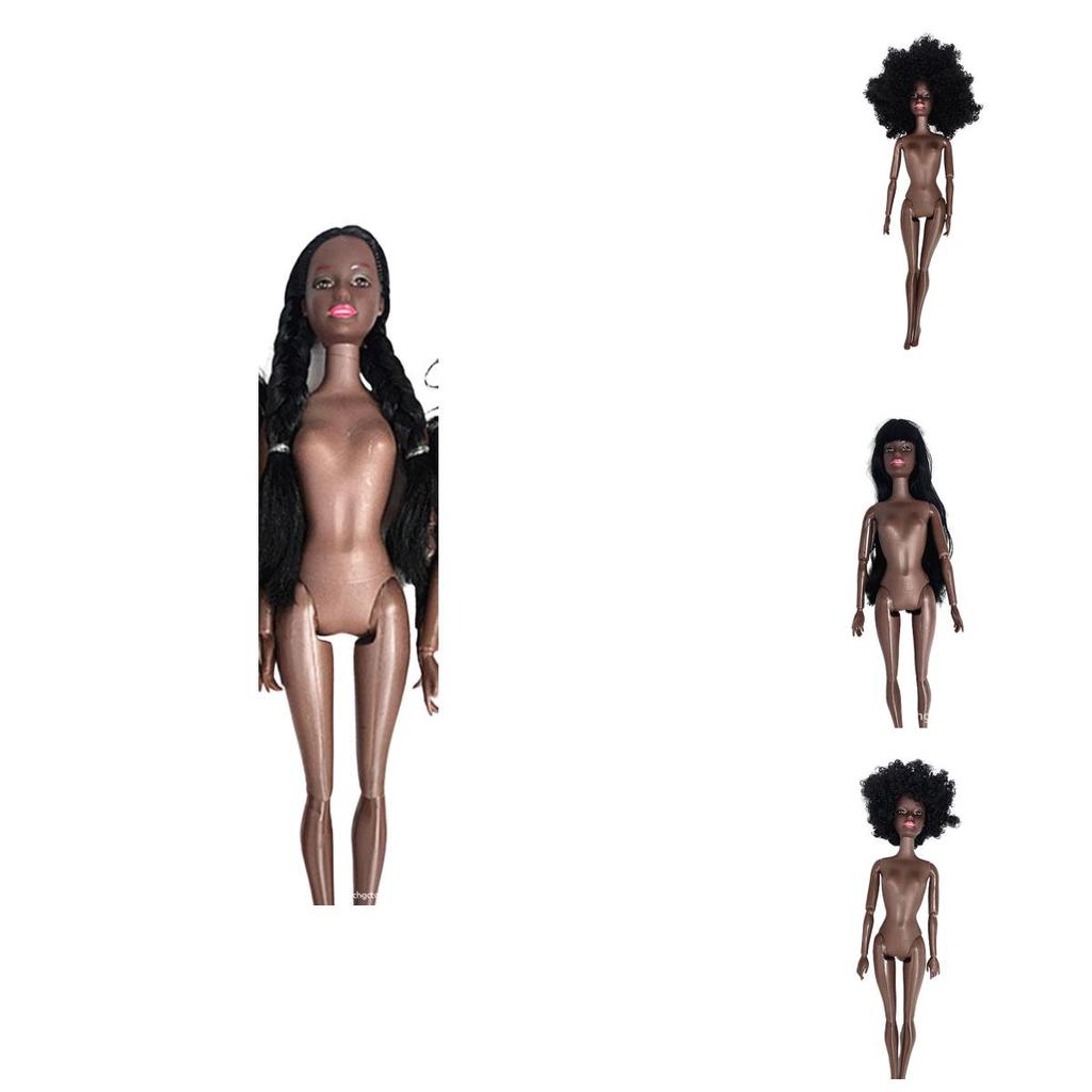 African Doll 30cm Charcoal Black Jointed Nude Doll 80g Weight