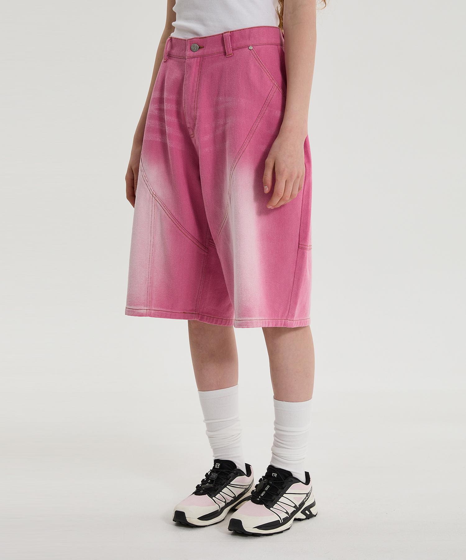 WAIKEI Cut-Out Washed Denim Bermuda Shorts