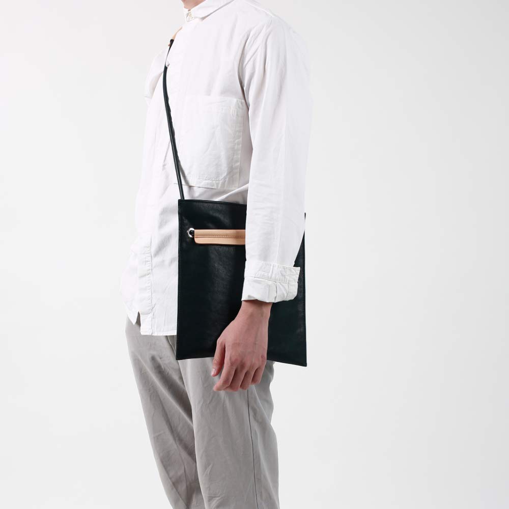 Shoulder Tote Sacoche Bag Italian Leather Cowhide Vegetable Tanned Dark Green [Mono Goods] 2-way Women's Men's