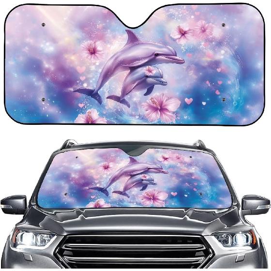 Talayituse Funny Family Dogs Print Windshield Sunshade for Car SUV Truck Foldable Uv Ray Reflector Front Window Sun Shade Visor Shield Cover