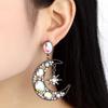 Fashion Crystal Water Drop Earrings With Moon Star Asymmetric Design For Women
