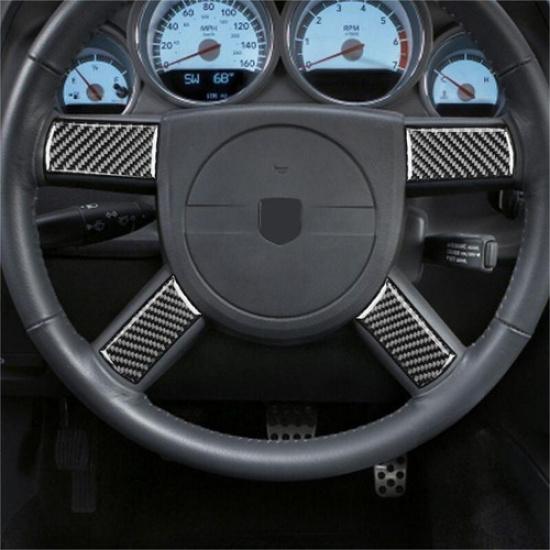 For Dodge Challenger LHD Carbon Fiber Steering Wheel Button Cover Trim  08-2010