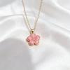 Hyuna-Style Sakura Enamel Alloy Pendant Necklace