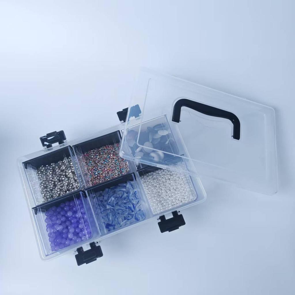 Glass Seed Bead Organizer: 64-Compartment Transparent DIY Jewelry Storage Box