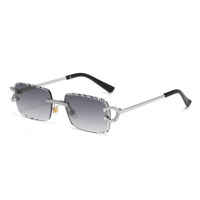 New Luxury Frameless Trimmed Women Sunglasses Personalized Set With Diamonds Frame Design High Quality Trend Men Shades UV400