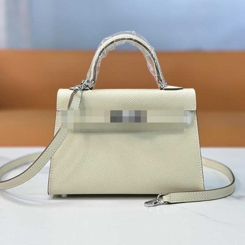 Second Generation Palm Print Cowhide Mini Small Keli Handbag 2025 New Bag Women's Commuter Versatile Shoulder Messenger Bag
