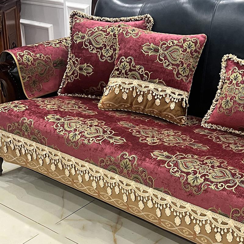 Chenille Embroidery Sofa Cover Living Room Home Decoration Slipcover Retro Luxury Non-slip Sofa Cushion Furniture Cover Cloth