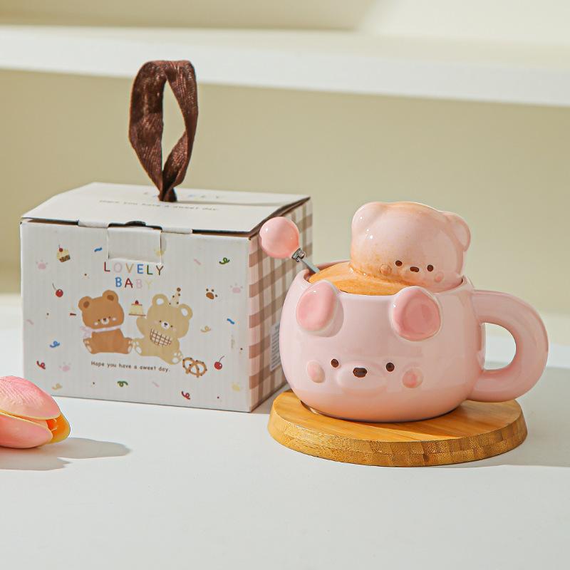 Geburtstagsgeschenk Mädchen süßer Bär Kaffee Wasserbecher ins Stil hoher Wert Keramiktasse Begleitgeschenk