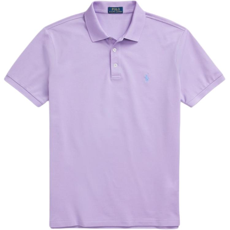 

Polo Ralph Lauren Рубашка мужская с вышивкой логотипа маленькой пони, хлопок, с коротким рукавом, светло-фиолетовая, MNPOKNI1N821679-500 XL