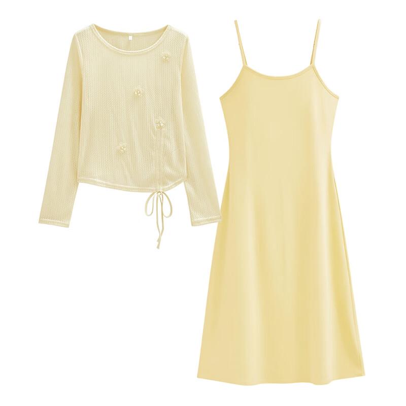 IEF Women's Autumn Long-Sleeve Top and Camisole Dress Set