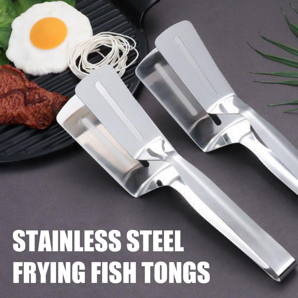 Stainless Steel Steak Clamps Kitchen Barbecue Food Flipping Spatula Tongs Clip Burgers BBQ Pizza Pies Fish Kitchen Bread Tongs