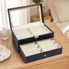 2 Layer Sunglasses and Watch Organizer PU Leather TwoTier Eyewear Storage Box Transparent Top