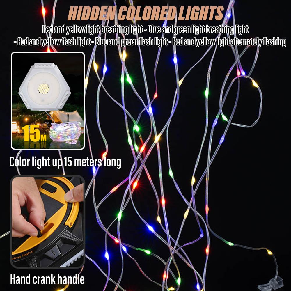 Super bright LED portable light Multifunctional solar camping light Outdoor searchlight With multi-color RGB color lights