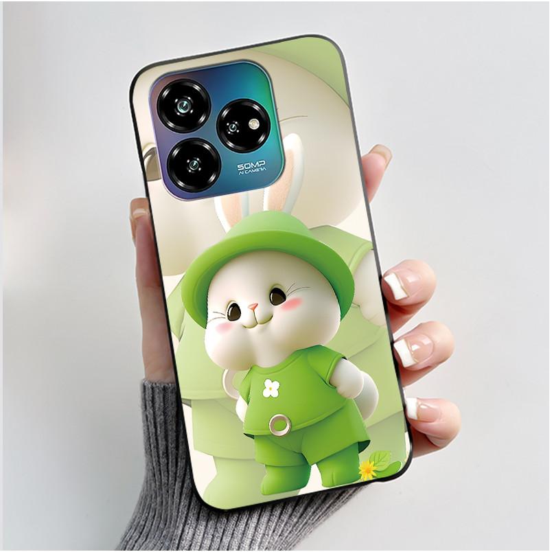 For ZTE Axon 60 Lite / Blade V60 Vita / Nubia V60 Design Case Cute Love Heart Rabbit Casing Black Soft Silicone Protective Cover