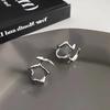 Fashion Liquid Metal Hollow Stud Earring Vintage Unusual Silver Color Irregular Metal Earrings For Women Jewelry