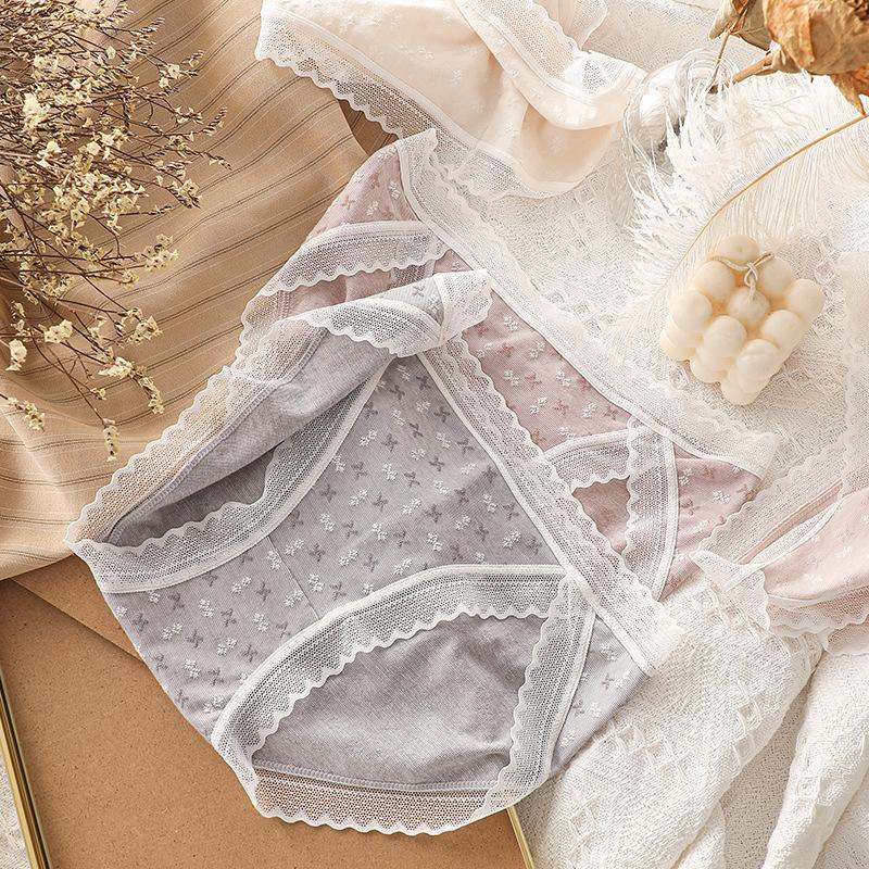 Lot de 5 culottes décontractées en coton et dentelle sans couture pour femme, grande taille, taille basse, couleur unie, printemps et été