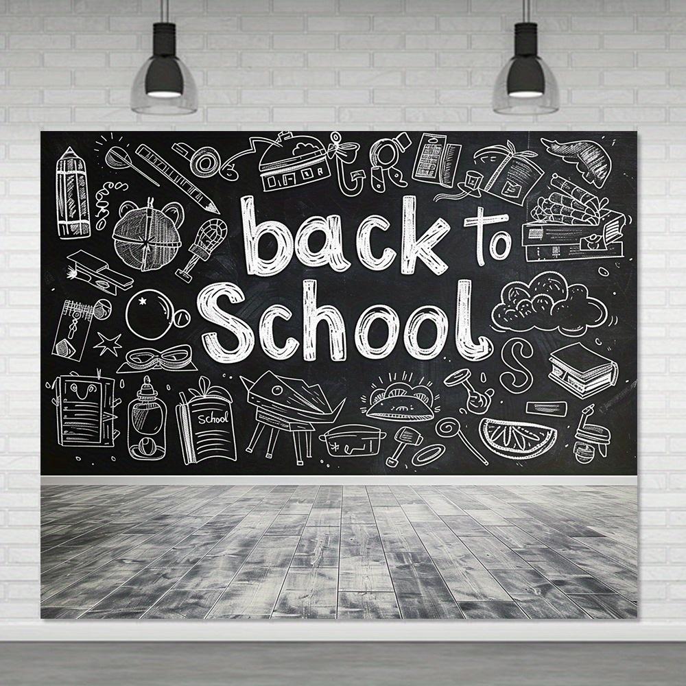 Back to School Blackboard Photo Background Party Wedding Birthday Live and Decorative Use Black and White Retro Design