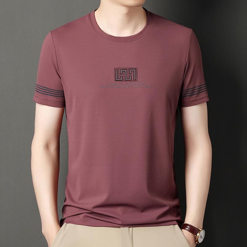 

Новая летняя мужская футболка с короткими рукавами, футболка с круглым вырезом, пуловер, быстросохнущая дышащая модная повседневная футболка M