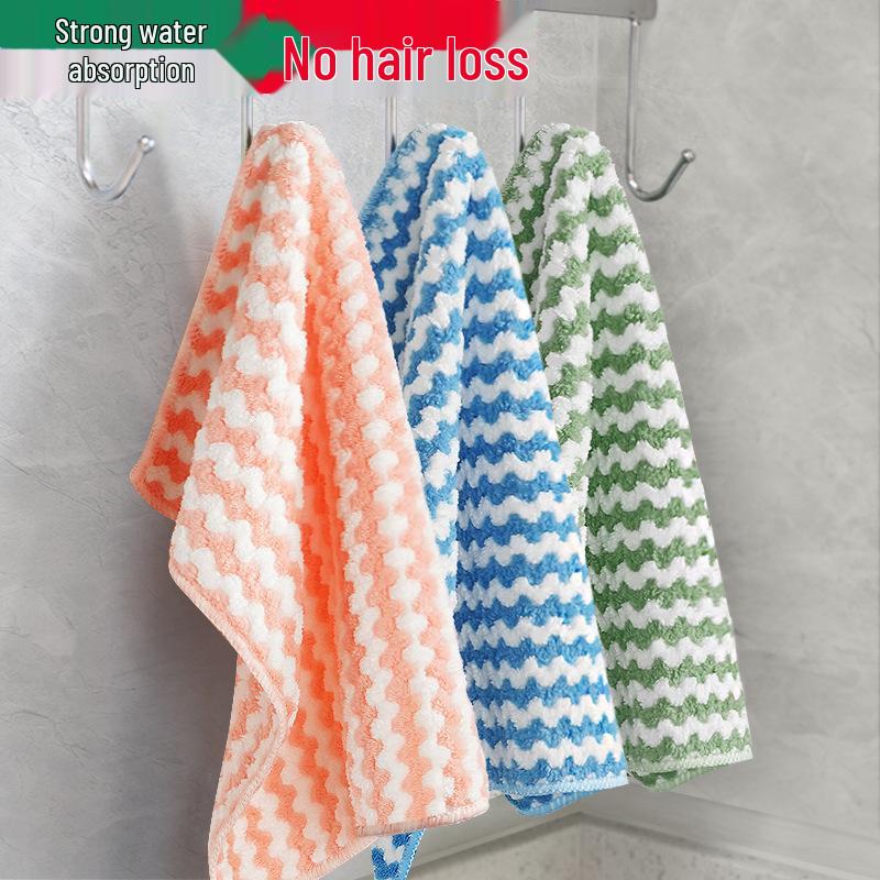 Coral Fleece Dishcloth: Absorbent, Lint-Free, Non-Stick Oil Scouring Towel Cationic Edge 25cm x 25cm