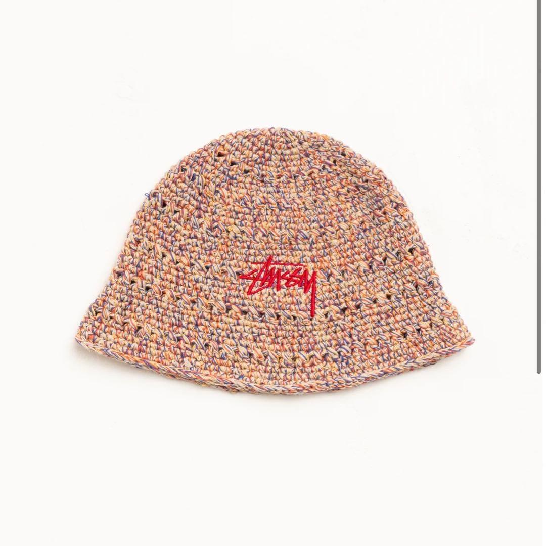Used TAN STUSSY HEMP STOCK KNIT BUCKET HAT