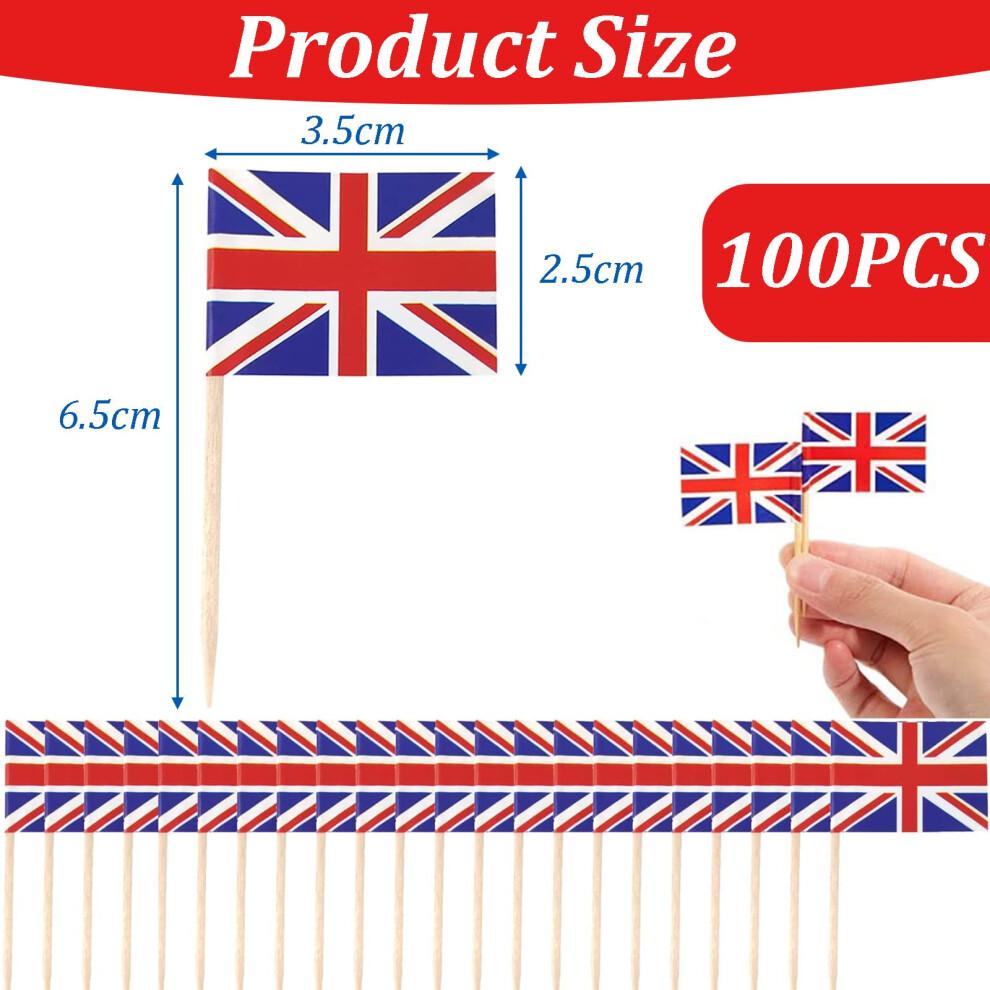 Distinctive Design United Kingdom Flag, Eco-Friendly Paper Flag Wood Toothpick Double-Sided Printing For Vibrant World Cup Decorations, Country Picks