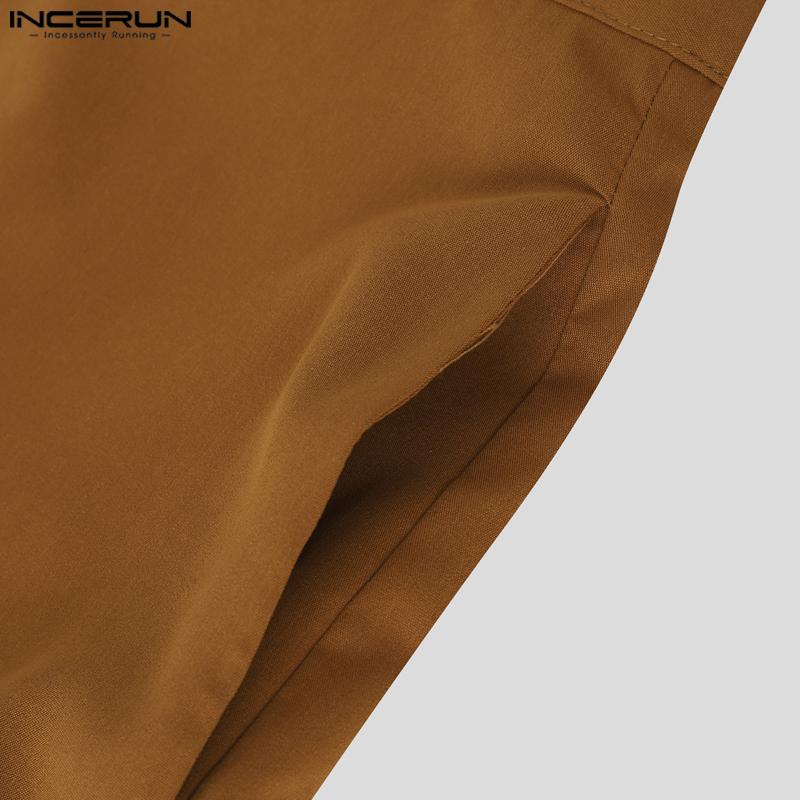 INCERUN Oversized Autumn Men Long Sleeve Shirts Long Pants Casual Two Pieces Sets Outfits