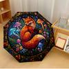 Mystic Forest Fox Printed Umbrella Windproof Folding Umbrella Portable Sun and Rain Umbrella Suitable for Gifting
