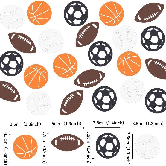 100PCS Sports Theme Confetti Baseball Rugby Soccer Basketball Table Confetti for Boy Girl Happy Birthday Sports Party Ball Game Sports Theme Party
