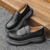 men's fashion original leather shoes slip-on driving shoe party banquet dresses black trendy platform loafers gentleman footwear