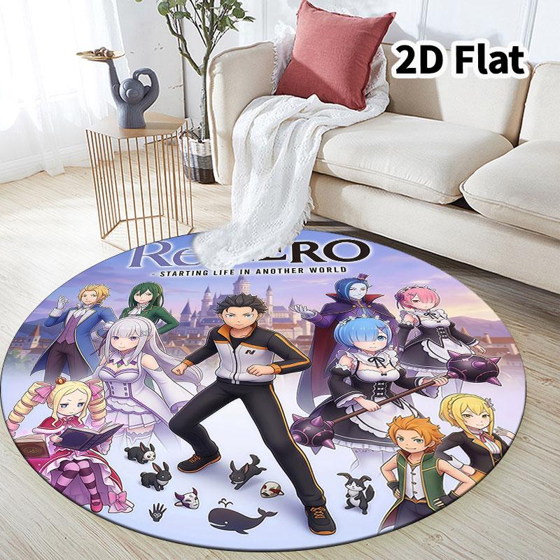 Re Zero Round Area Rug Carpet Rug For Living Room Bedroom Sofa Playroom Decor Nonslip Floor Mat