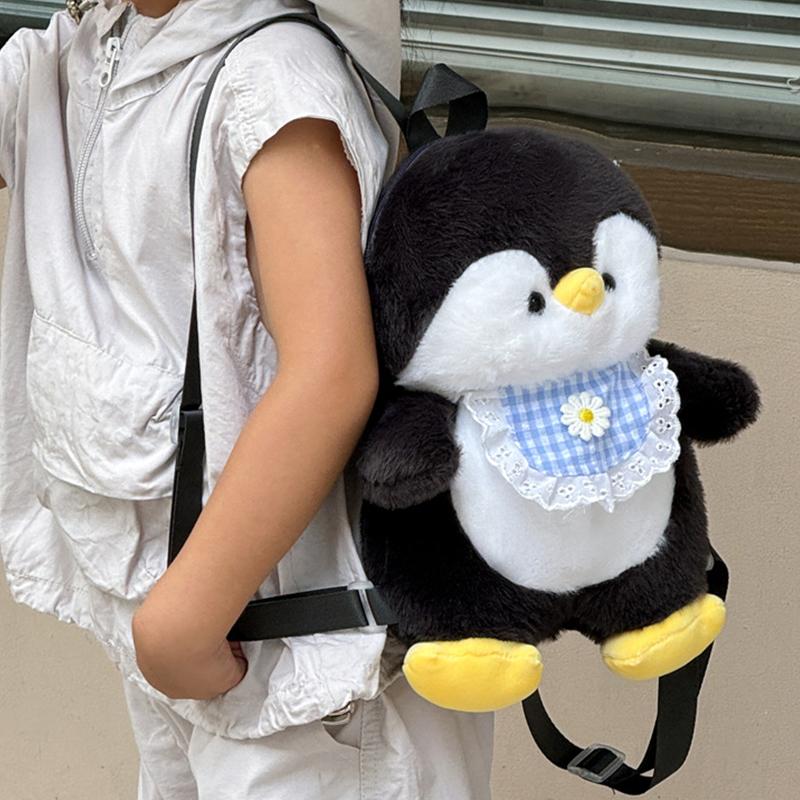 Cartoon  Apron Penguin Backpack Girl Heart Cute Plush Doll Penguin Doll
