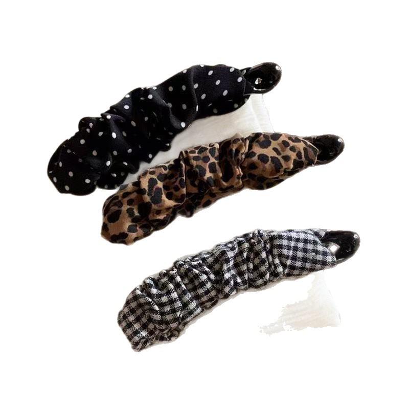 Retro Polka Dot Ruched Banana Clip for High-Volume Ponytails - Vertical and Horizontal Hair Accessory.