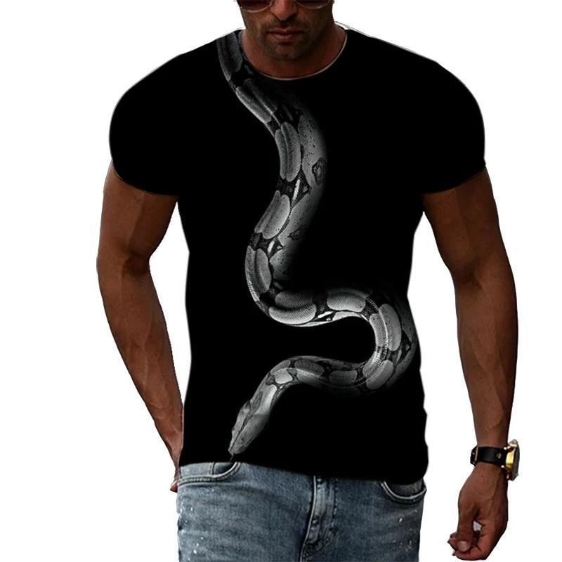 Summer Cool and Breathable Animal Snake Pattern Men's T-shirt Fashion Casual Cool Street Fashion Harajuku Round Neck Short Sleeved T-shirts