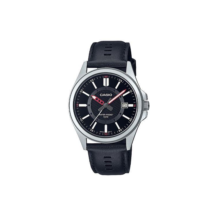 Casio Standard Series 50M Waterproof Quartz Movement Leather Strap Watch Unisex watches Black MTP-E700L-1EVDF Black